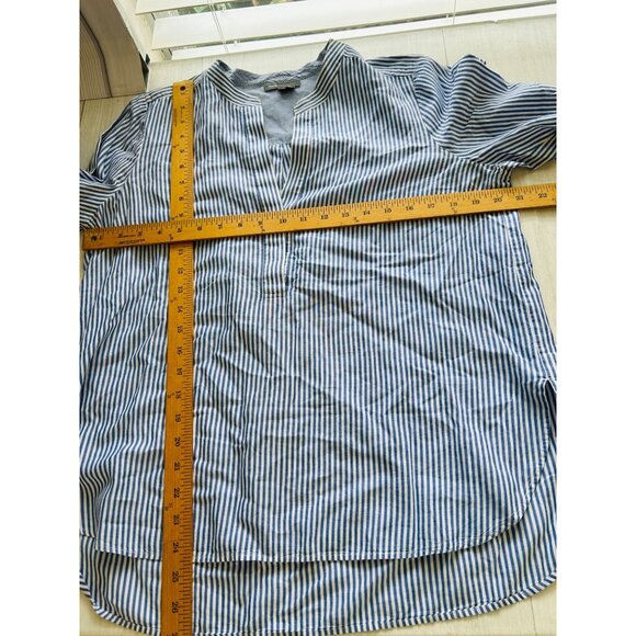 Vince Women's Sz 10 Blue & white Stripe Cotton Tunic Blouse - Picture 6 of 8